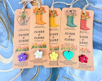Personalized Plantable Wildflower Seed Paper Bookmark: Eco-Friendly Wedding Favor