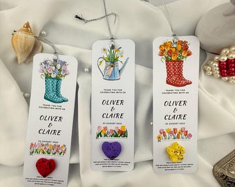 Personalized Plantable Wildflower Seed Paper Bookmark: Eco-Friendly Wedding Favor
