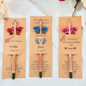 Recuerdos de fiesta ecológicos con tarjeta personalizada, tarjetas personalizadas para fiestas infantiles - lápiz de semillas imagen 1