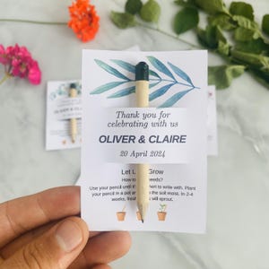 Personalized Wedding, Corporate and Promotion Gift. Zero Waste Present, Sewing Seeds with Eco-Friendly Personalized Pencils and Custom Cards