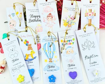 Marcapáginas de papel con semillas plantables personalizado: recuerdo de flores silvestres, tarjetas de fiesta para niños