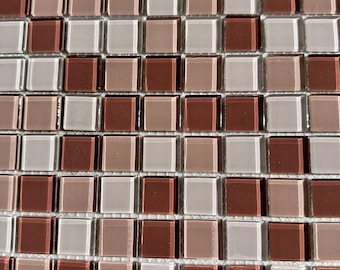 Light Pink Mixed Glass Mosaic 1x1 on a 12x12 Meshed sheet