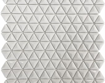 3D White Triangle Matte and Glossy Mixed Mosaic Glass