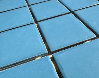 Light Blue Glossy Pool Tile Porcelain Mosaic on 12x12 Sheet