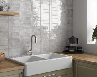 Porcelain Subway Tile Gray Glossy or Matte (Spain) 2x6 Floor or Wall