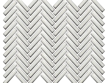 Antique White Herringbone Glossy Mosaic 12"x12" Sheet Porcelain Tile
