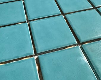 Teal Blue Glossy Pool Tile Porcelain Mosaic on 12x12 Sheet