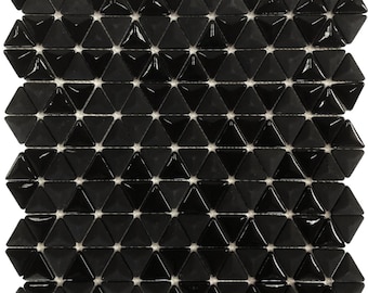 3D Black Triangle Matte and Glossy Mixed Mosaic Glass