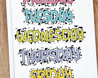 Days of the Week Classroom Whiteboard Magnets: Composition Notebook Style