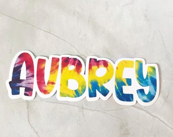 Personalized Tie Dye Water Bottle Sticker: Water-Resistant Vinyl Decal