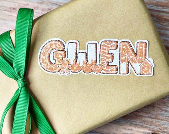Personalized Gingerbread Christmas Gift Labels: Holiday Stickers