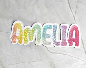 Personalized Rainbow Water Bottle Sticker: Water-Resistant Vinyl Decal