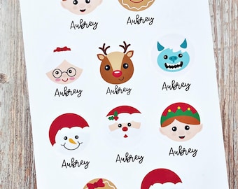 Personalized Christmas Gift Stickers: Fun character Holiday Labels