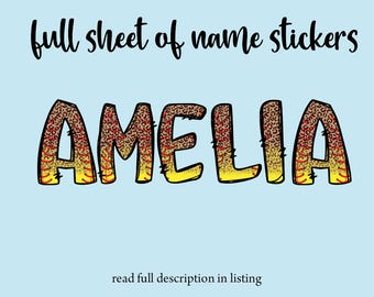 Personalized leopard softball name stickers, vinyl water resistant stickers for notebooks, labels for school supplies, custom name labels