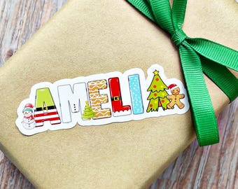 Personalized Christmas Gift Stickers: Fun Font Holiday Labels