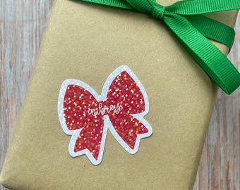 Personalized Christmas Gift Stickers: Bow holiday labels