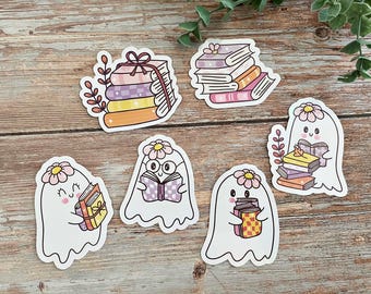 Holographic Halloween Stickers, Bookish Ghost Sticker Set