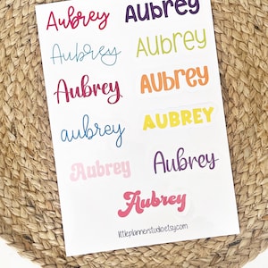 Personalized name stickers, vinyl water resistant stickers for notebooks, name labels for school supplies, custom kid name labels