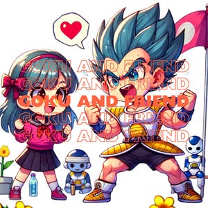 Goku y sus amigos en estilo chibi de San Valentín (set 1) 4 png