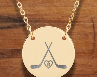 Collar personalizado para mamá de hockey / Collar con número de camiseta / Regalo de hockey personalizado / Joyería de hockey / Regalo para mamá de hockey