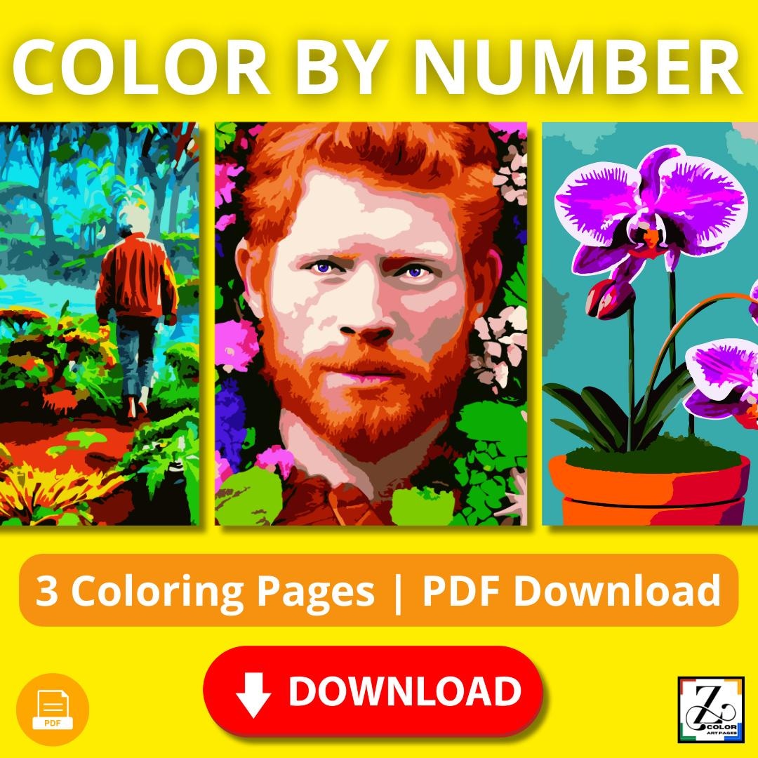 Color by Number Coloring Book – 3 Pages to Color | Paint by Number PDF ...