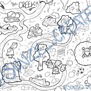 Craig of The Creek Map Coloring Page (DIGITAL PDF DOWNLOAD)