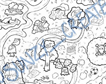 Página para colorear del mapa de Craig of The Creek (descarga digital en PDF)
