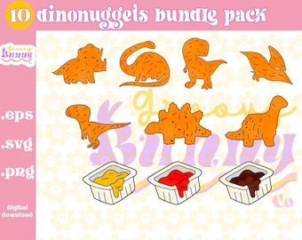 Pakiet 10 Dino Nuggets SVG, pliki z wyciętymi dinozaurami (pobieranie cyfrowe)