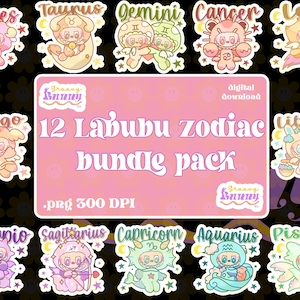 Lot de 12 Labubu zodiac/ Pack de Labubus signos del zodiaco/ Labubus zodiac/ Chabubus
