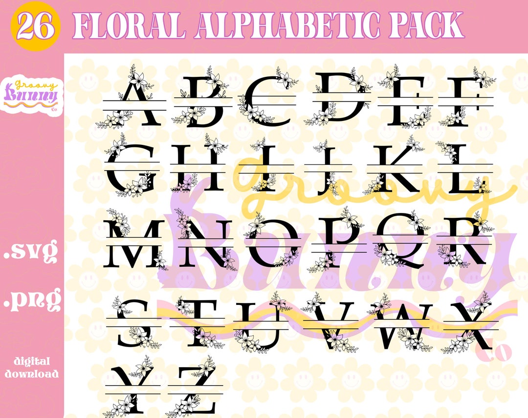 Floral Monogram Svg, Png, Flower Monogram Clipart, Floral Letter ...