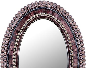 14x20in Oval Mirror, Merlot Copper Drop