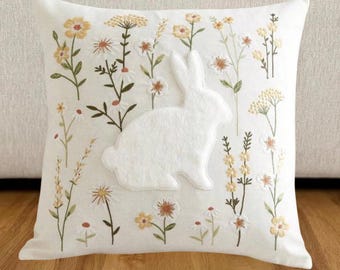 Kissenbezug mit Kaninchen, Hase, Osterhase – Dekokissen mit Bunny Design | Perfekt zu Ostern & als Geschenk für Hasenliebhaber