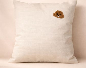 Kissenbezug mit Hunde-Detail | Cockapoo, Maltipoo, Cavapoo | minimalistisches Design, Geschenkidee | 45x45cm