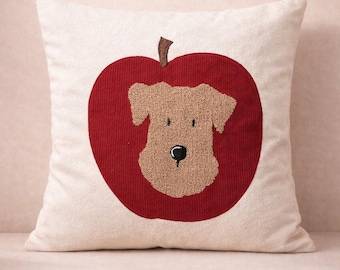 Kissenbezug mit Hundemotiv | perfektes Geschenk für Hundefans, Haustierbesitzer und Tierliebhaber | an apple a day keeps the doctor away
