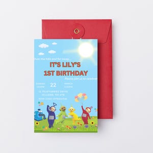 Teletubbies Theme Digital Download Personalised Birthday Party Invitation | Instant Download | Editable Canva Template | Printable Invite