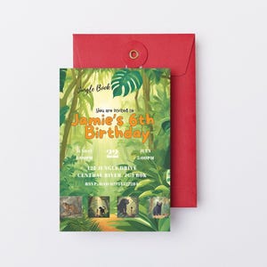 Jungle Book Wild Life Safari elektronische gepersonaliseerde verjaardagsuitnodiging | Direct downloaden | Bewerkbare canvassjabloon | Afdrukbare uitnodiging