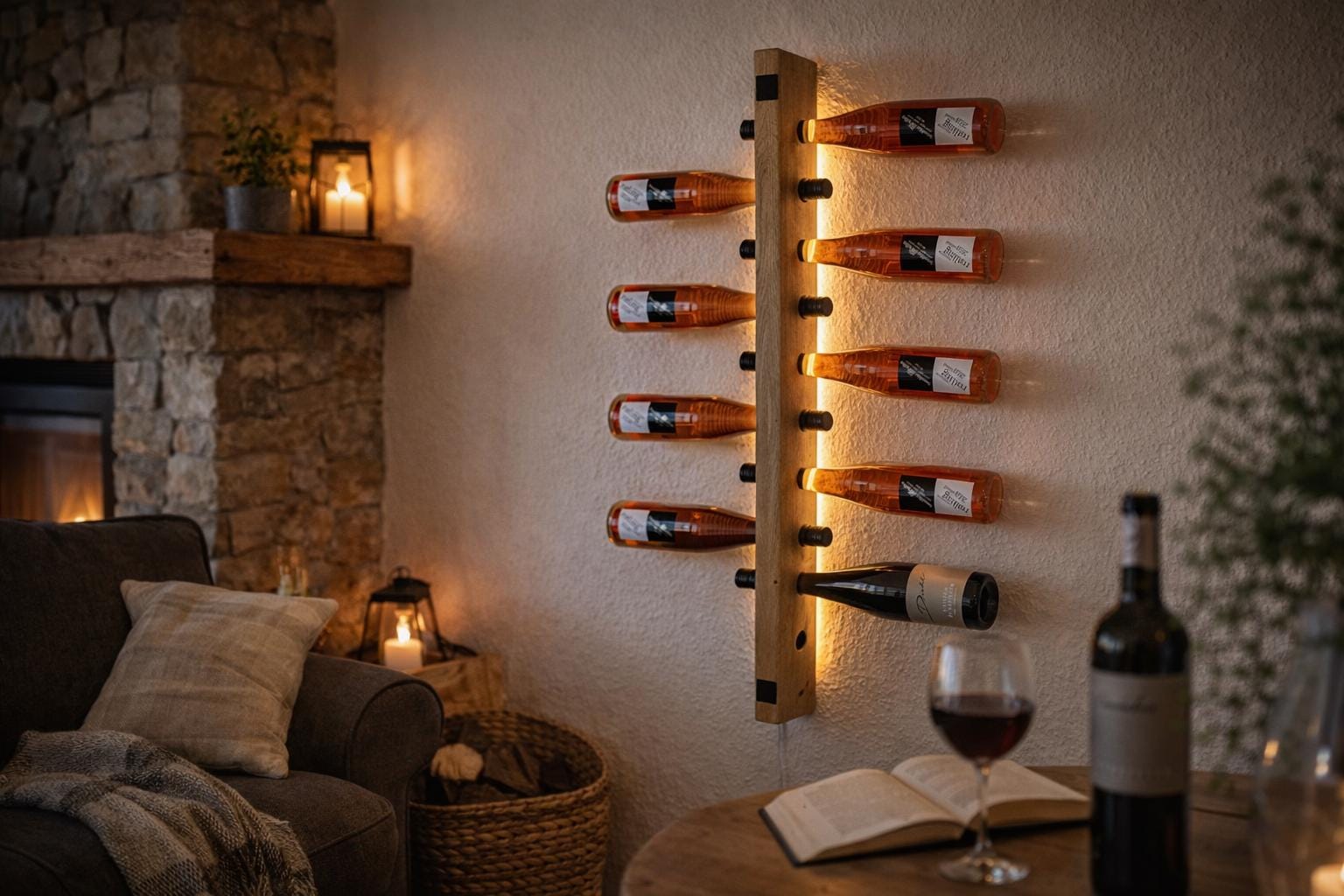 Weinregal beleuchtet