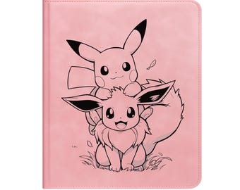Pokemon Pikachu & Evoli Eevee Cute Binder, Pokemon, TCG Binder, Custom Binder, Pink Binder