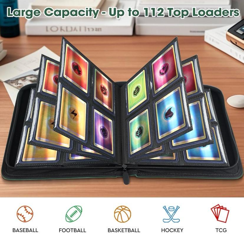 best toploader binder for pokemon cards 4 Pocket Top Loader Pokmon, MTG, Lorcana & Sports - 96 Slots, resistant exterior to protect your cards from spills Custom Top Loader Binder Eevee