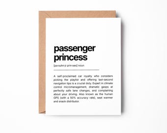 Grappige verjaardagskaart: definitie passagiersprinses, Valentijnsdag, jubileum, groet