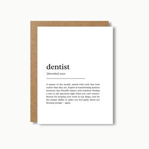 Tarjeta para dentistas / Tarjeta de feliz cumpleaños con una divertida definición de trabajo, un bonito regalo de agradecimiento para profesionales dentales y amigos.