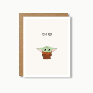 Yoda meilleure carte de joyeux anniversaire voeux drôle de Star Wars Merci Saint Valentin fête des pères jeu de mots minimaliste cadeau pour lui/elle