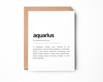 Aquarius Horoscope Card: Zodiac Definition, Happy Birthday, Anniversary, Greeting