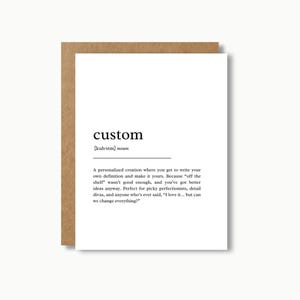 Personalized Definition Card | Funny Card Birthday Greeting Card Thank You Card Sarcastic Cute Anniversary Minimalist Gift for Him Her