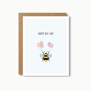 carte d'anniversaire, Happy Bee-Day | Carte de voeux joyeux anniversaire Carte drôle Cadeau mignon Carte minimaliste Jeu de mots