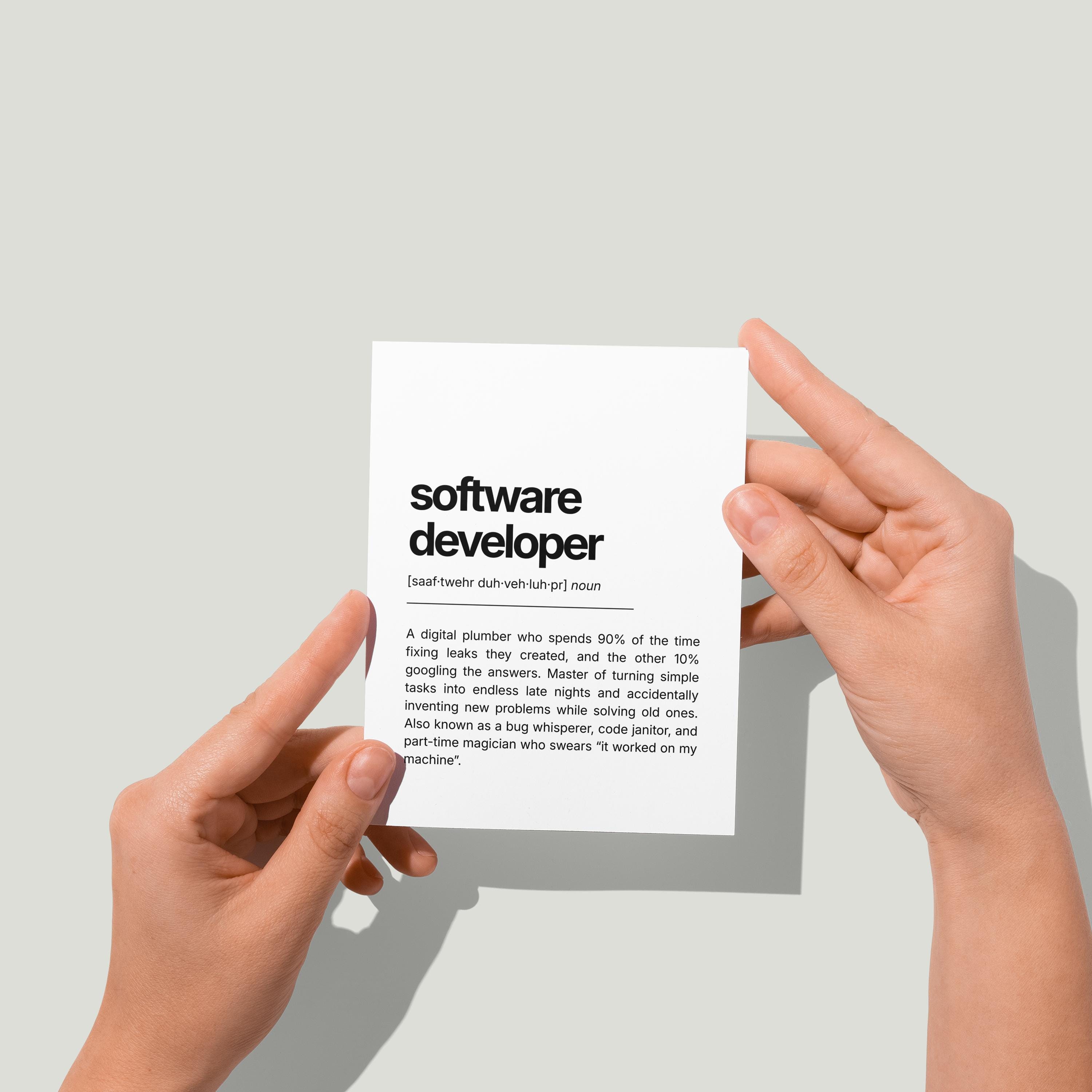Funny Birthday Card: Software Developer Definition, Valentine's Day ...