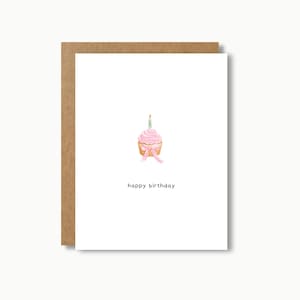Happy Birthday Card | Cute Girly Cupcake Greeting Card Gift for Friend and Family