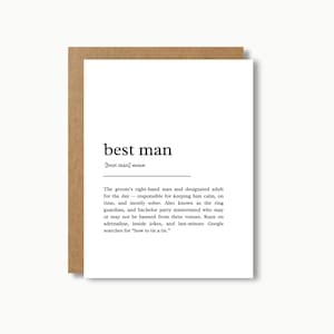 Carte du meilleur homme | Carte de voeux drôle, mariage minimaliste et cadeau de remerciement pour le meilleur homme d'honneur