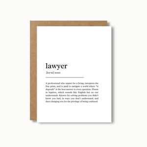 Carte pour avocat | Carte de voeux drôle de définition de travail, cadeau d'anniversaire minimaliste et de travail de remerciement pour les avocats