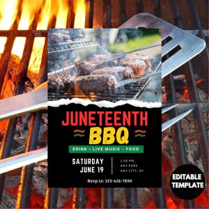 Juneteenth BBQ Invitation, Summer BBQ, Cookout, Backyard BBQ Party